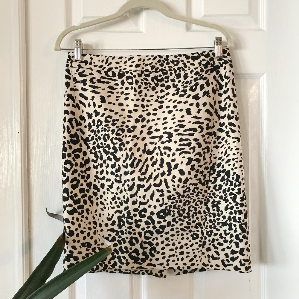 Loft Women's Leopard Print Pencil Skirt 8P